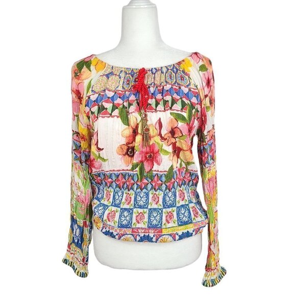 Desigual Whimsical Summer Floral Multicolored and Multiprint Blouse - Picture 4 of 13